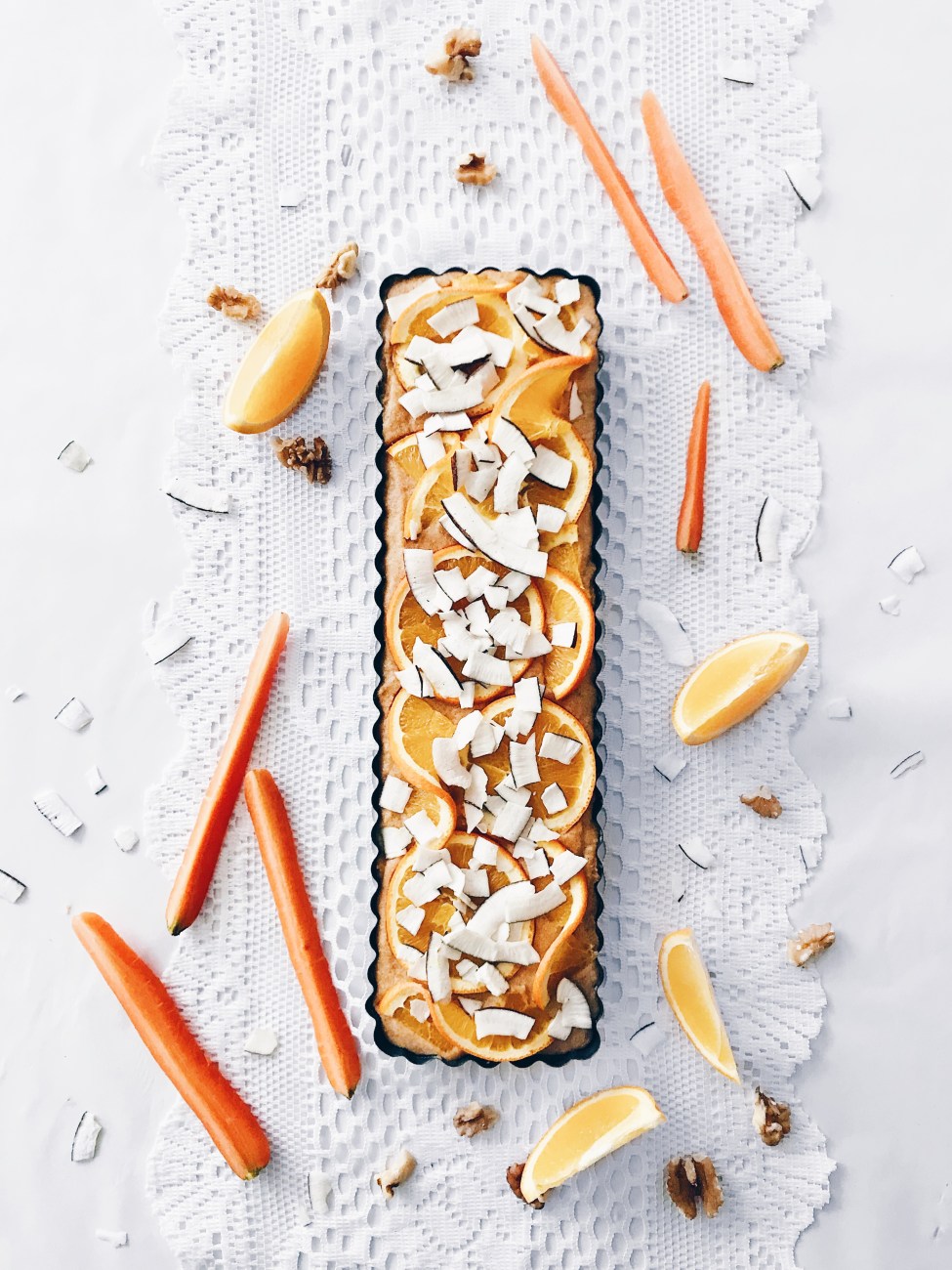 Tarte à la carotte, fromage à la crème, gingembre, orange, érable et coco | Carrot and cream cheese tart with orange, ginger, maple syrup and coconut