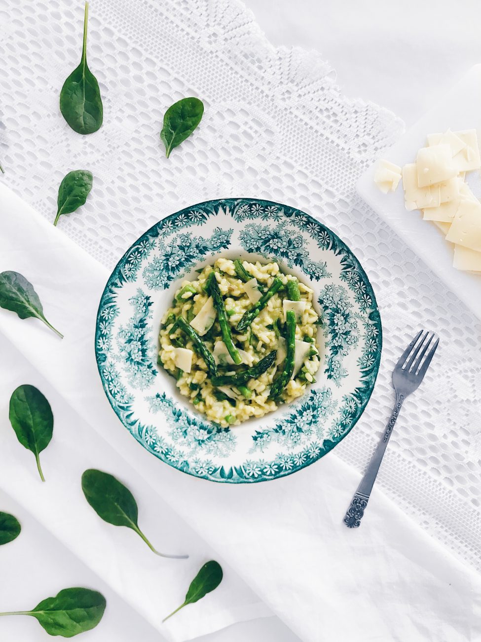Risotto vert aux asperges, épinards et cheddar | Asparagus, spinach and cheddar green risotto