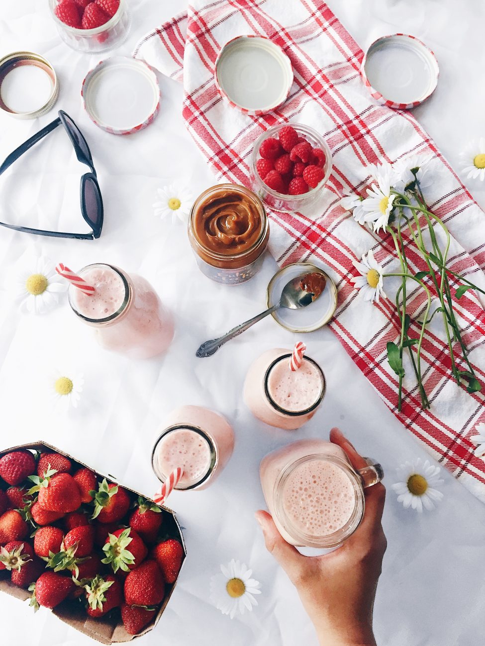 Milkshake aux fraises et dulce de leche